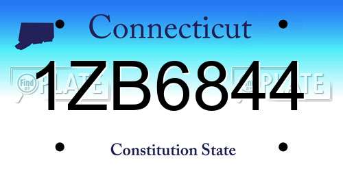 1ZB6844 Connecticut License Plate