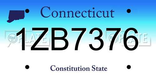 1ZB7376 Connecticut License Plate