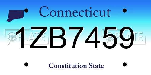 1ZB7459 Connecticut License Plate