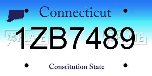 1ZB7489 Connecticut License Plate