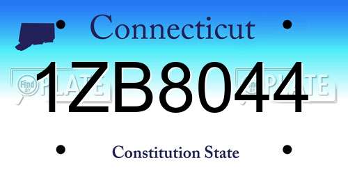 1ZB8044 Connecticut License Plate