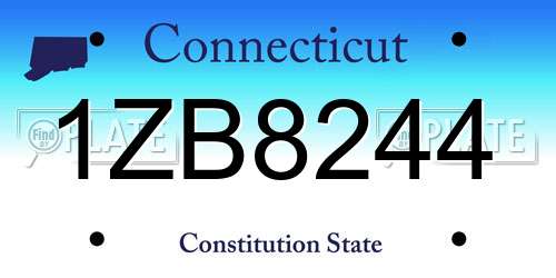 1ZB8244 Connecticut License Plate