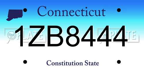 1ZB8444 Connecticut License Plate