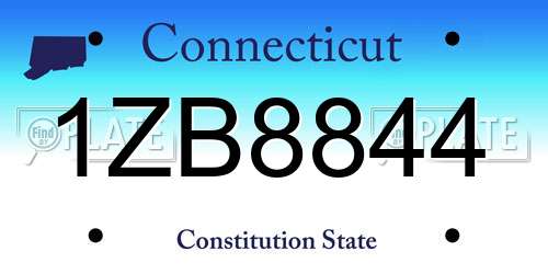 1ZB8844 Connecticut License Plate