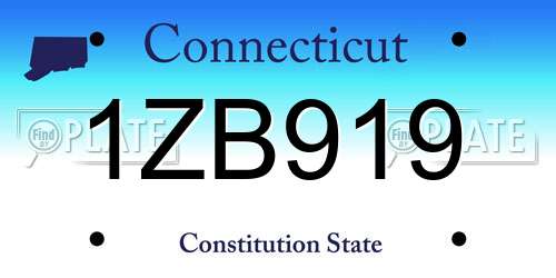 1ZB919 Connecticut License Plate