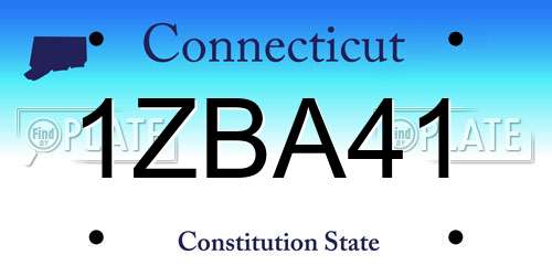 1ZBA41 Connecticut License Plate