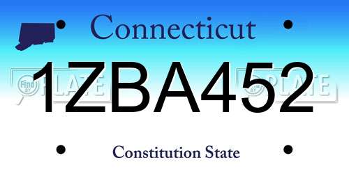 1ZBA452 Connecticut License Plate