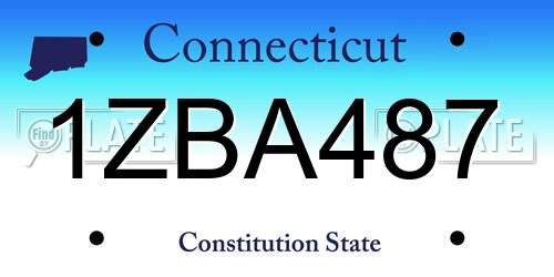 1ZBA487 Connecticut License Plate