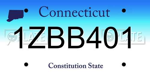 1ZBB401 Connecticut License Plate