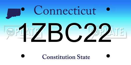 1ZBC22 Connecticut License Plate