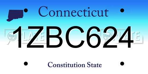 1ZBC624 Connecticut License Plate