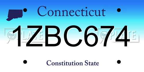 1ZBC674 Connecticut License Plate