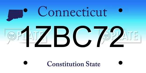 1ZBC72 Connecticut License Plate