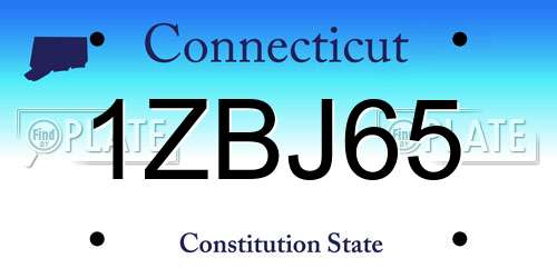 1ZBJ65 Connecticut License Plate