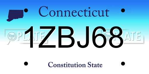 1ZBJ68 Connecticut License Plate