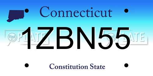 1ZBN55 Connecticut License Plate