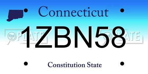 1ZBN58 Connecticut License Plate