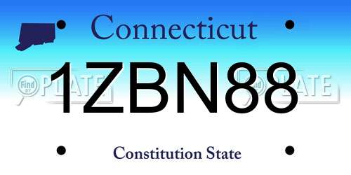 1ZBN88 Connecticut License Plate