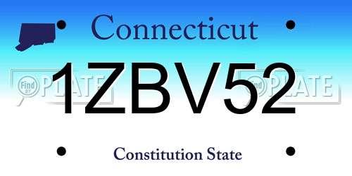 1ZBV52 Connecticut License Plate