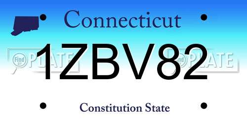 1ZBV82 Connecticut License Plate
