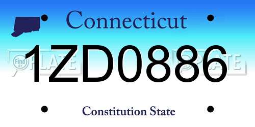 1ZD0886 Connecticut License Plate