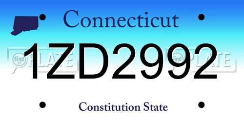 1ZD2992 Connecticut License Plate
