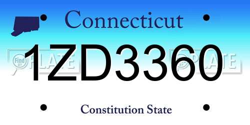 1ZD3360 Connecticut License Plate