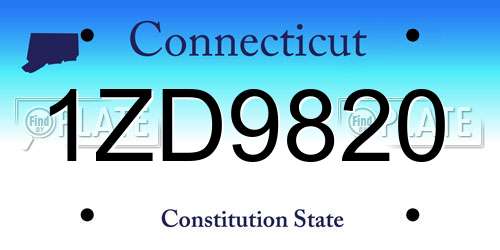 1ZD9820 Connecticut License Plate
