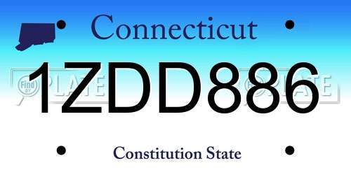 1ZDD886 Connecticut License Plate