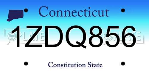 1ZDQ856 Connecticut License Plate