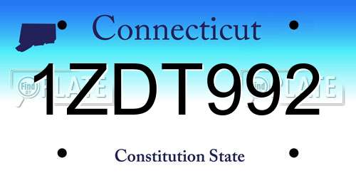 1ZDT992 Connecticut License Plate