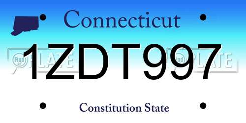 1ZDT997 Connecticut License Plate