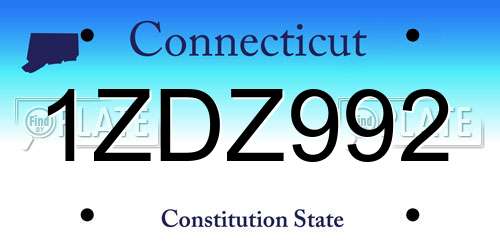1ZDZ992 Connecticut License Plate