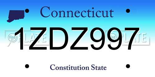 1ZDZ997 Connecticut License Plate