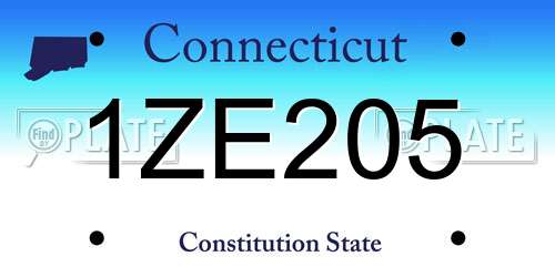 1ZE205 Connecticut License Plate