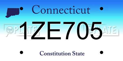 1ZE705 Connecticut License Plate