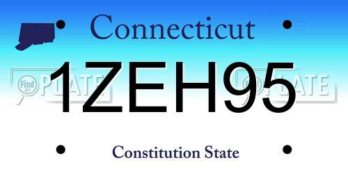 1ZEH95 Connecticut License Plate