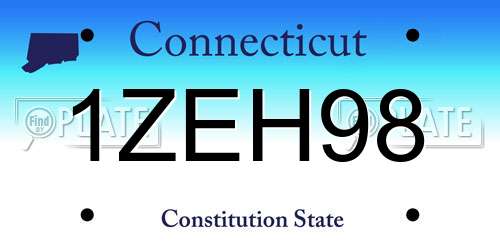 1ZEH98 Connecticut License Plate