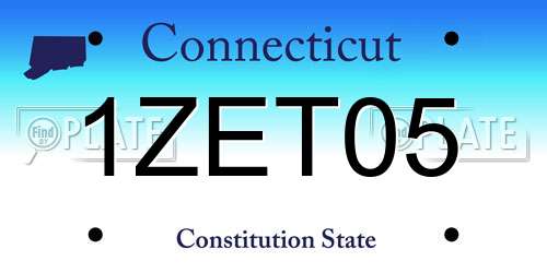 1ZET05 Connecticut License Plate
