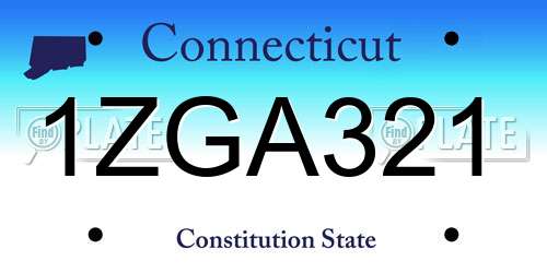 1ZGA321 Connecticut License Plate