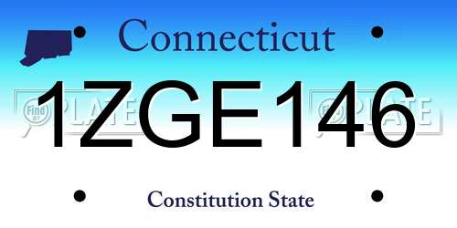 1ZGE146 Connecticut License Plate