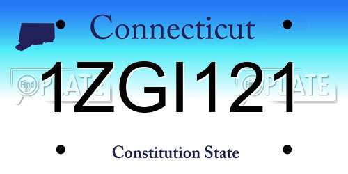 1ZGI121 Connecticut License Plate
