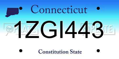 1ZGI443 Connecticut License Plate