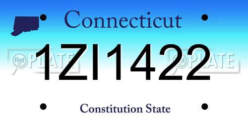 1ZI1422 Connecticut License Plate