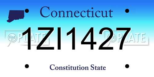 1ZI1427 Connecticut License Plate