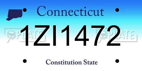 1ZI1472 Connecticut License Plate
