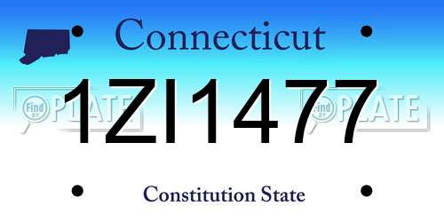 1ZI1477 Connecticut License Plate
