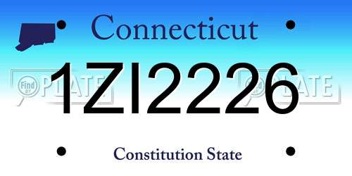 1ZI2226 Connecticut License Plate