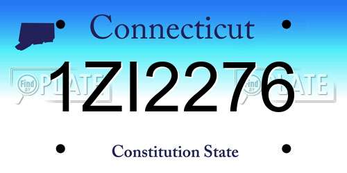 1ZI2276 Connecticut License Plate
