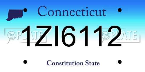 1ZI6112 Connecticut License Plate